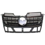 Radiator Grille Insert for Volkswagen Jetta 2005-2010, Matte Black Shell and Insert, Plastic, Excluding GLI Model, Without Wolfsburg Package Replacement