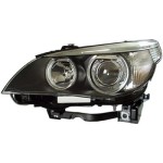 Left (Driver) Headlight Assembly for 2004 - 2007 BMW 525i, E60 Body Code, Front Headlight Assembly Replacement Housing / Lens / Cover, Xenon, Without Auto Adjust Lights, Composite,  63127160197, Replacement