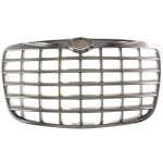 Chrome Shell/Painted Silver Insert Cross Bar Insert Grille for Chrysler 300 Models 2005-2010, Specifically Engine Sizes 5.7L/6.1L for 2005-2007, Replacement