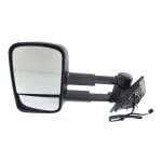 Towing Mirror for Chevy Silverado/Suburban 2007-2014 Left (Driver), Power Control, Manual Folding, Heated, Textured, without Signal and Puddle Light, with Memory, Replacement