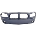 Front Bumper Cover for Dodge Charger 2006-2010, Primed (Ready to Paint), Excludes 2006-2008 SRT Model, 2009-2010 without Performance Package, Replacement