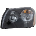 Headlight Assembly for Dodge Magnum 2005-2007, Left (Driver), Halogen, Black Interior, Replacement