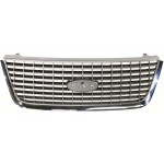 Grille for Ford Expedition 2003-2006, Chrome Shell/Painted Gray Insert, Factory Installed, Compatible with NBX/XLS/XLT Models, Replacement