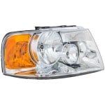 Headlight Assembly for Ford Expedition 2003-2006, Right (Passenger), Halogen Light, Chrome Interior, Replacement