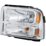 Headlight Assembly for Ford F-Series Super Duty (2005-2007), Left (Driver), Halogen, Excludes Harley-Davidson Model, Replacement