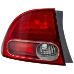 Tail Light for Honda Civic Sedan 2006-2008, Left (Driver) Side, Outer, Lens and Housing, Replacement