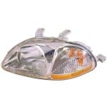 Front Left (Driver) Headlight Assembly for 1996 - 1998 Honda Civic, Includes Side Marker Light, Without Bulbs or Sockets, Composite,  33151S01305, Replacement