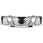 Chrome Shell Grille with Black Insert for 2005-2007 Nissan Pathfinder, 2005-2008 Nissan Frontier, Replacement (CAPA Certified)