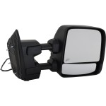 Towing Mirror for Nissan Titan XD Right Passenger Side (2016-2019), Power Operated, Manual Folding, Extending, Heated Upper Glass, Textured, Integrated Signal Light, Puddle Light, Excludes Auto-Dimming, Blind Spot Detection, Fits All Cab Types, Replacement