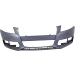 Front Bumper Cover for Audi A4 2009-2012, Primed (Ready to Paint), Without S-Line Package, with Headlight Washer Holes, Suitable for Sedan/Wagon, Replacement