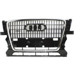 Grille for Audi Q5 2009-2012, Chrome Shell with Gloss Black Insert, Designed for 3.2L Engine without S-Line Package, Replacement