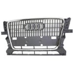 Grille for Audi Q5 2011-2012, Chrome Shell/Primed (Ready to Paint) Gray Insert, 2.0L Engine, Replacement
