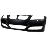 Front Bumper Cover for BMW 3-Series 2009-2012 Sedan/Wagon, Primed (Ready to Paint), with Headlight Holes and Tow Hook Cover, without Parking Distance Control Sensor Holes, Replacement