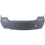 Rear Bumper Cover Primed (Ready to Paint) for BMW 3-Series 2006-2008 Sedan, Without M Package, Without Turbo (2007-2008), Without Parking Distance Control Sensor Holes, Replacement