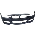 Front Bumper Cover for BMW 3-Series 2013-2019, Primed (Ready to Paint) with M Sport Package, Without Headlight Washer and Park Distance Control Sensor Holes, for Sedan 2013-2018/Wagon 2014-2019, Replacement