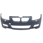 Front Bumper Cover for BMW 3-Series (2007-2010), Primed (Ready to Paint), 3.0L Engine, with M Package, without Parking Distance Control Sensor Holes, Convertible/Coupe, Replacement