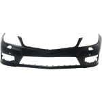Front Bumper Cover for Mercedes-Benz C-Class 2012-2015, Primed (Ready to Paint), with AMG Styling Package, Headlight Hole, Parktronic Holes, without Side Marker Light Holes (Excludes C63 AMG Model), Coupe/Sedan 2012-2014, Replacement