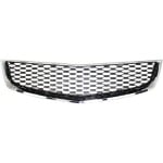 Front Bumper Grille for Chevrolet Equinox 2010-2015, Chrome Shell with Painted Black Insert, Replacement