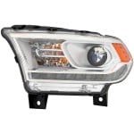 Headlight Assembly for Dodge Durango 2014-2015, Left (Driver) Side, Halogen, SXT/GT Models, Chrome Interior, with Daytime Running Light, Replacement