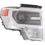 Headlight Lens and Housing for Ford F-150 2013-2014, Right (Passenger) Side, HID/Xenon without HID Kit, Chrome Trim, Replacement