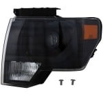 Headlight for Ford F-150 2013-2014 Left (Driver) Lens and Housing, High Intensity Discharge/Xenon, without High Intensity Discharge Kit, Black Trim, Replacement