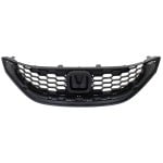 Grille for Honda Civic 2013-2015, Textured Black Shell and Insert, Sedan, HF/LX Models, Replacement