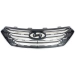 Grille for Hyundai SANTA FE SPORT 2013-2016, Black Shell and Insert, Replacement
