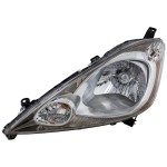 Left (Driver) Headlight Assembly for FIT 2009-2011 Sport Model, Halogen Light, Tinted Chrome Bezel, Replacement