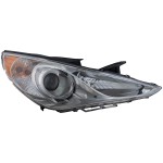 Right (Passenger) Halogen Headlight Assembly for Hyundai Sonata 2011-2014, Type 2, Chrome Interior, Excludes Hybrid Model, Replacement
