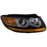Headlight Assembly for Hyundai SANTA FE 2010-2012, Right (Passenger), Halogen, Amber Reflector, Replacement