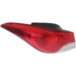 Tail Light Assembly for Hyundai Elantra/Elantra Coupe 2011-2013, Left (Driver) Outer Halogen, Sedan, Korea Built Vehicle, Replacement