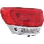 Tail Light Assembly for Grand Cherokee WK 2014-2022, Left (Driver), Outer, Excluding SRT/Trailhawk/Trackhawk Models, with Chrome Trim, Jeep, Replacement