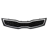 Upper Grille for Kia RIO Sedan 2012-2015, Black Shell and Insert with Chrome Molding, Replacement