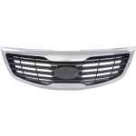 Chrome Shell/Painted Gray Insert Grille for 2011-2012 Kia Sportage, 2.4L Engine, Replacement