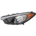 Headlight Assembly for Kia Forte 2014-2016 Sedan LX Model, Left (Driver), Halogen, Without LED Position Light, Replacement