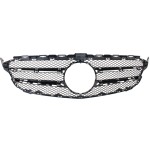 Front Bumper Grille for Mercedes-Benz C300/C400 2015-2021, Textured Finish, Compatible with Models Without Sport or Luxury Package (2015-2018), Without AMG Styling Package (2019-2021), Without Camera Hole, Sedan, Replacement