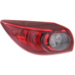 Tail Light Assembly for Mazda 3 Hatchback, 2014-2018, Left (Driver) Side, Outer, Halogen, Suitable for 2017-2018 Mexico/Japan Built Vehicle, Replacement