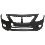 Front Bumper Cover for Nissan Versa 2015-2018, Primed (Ready to Paint), Without Chrome Insert, Replacement (CAPA Certified)