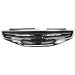 Grille for Nissan Altima Sedan, 2010-2012, Chrome Shell with Black Insert, Replacement