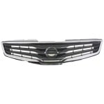 Chrome Shell/Painted Dark Gray Insert Grille for 2010-2012 Nissan Sentra Base, S, SL Models, Replacement