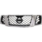 Grille for Nissan Pathfinder 2008-2012, Chrome Shell with Painted Black Insert, Replacement