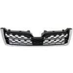 Radiator Grille for Subaru Forester 2014-2016, Textured Dark Gray Shell and Insert, with Chrome Molding, 2.5L Engine, Type 1, Replacement