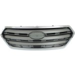 Grille for Subaru Outback 2015-2017, Painted Silver Shell with Gray Insert and Chrome Trim, Replacement