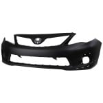 Front Bumper Cover for Toyota Corolla S/XRS Models, 2011-2013, Primed (Ready to Paint), with Spoiler Holes, North America Built Vehicle, Replacement (CAPA Certified)