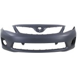 Front Bumper Cover for Toyota Corolla 2011-2013, Primed (Ready to Paint), Suitable for Base, CE, L, LE Models, North America Built Vehicle, w/o Spoiler Holes, Replacement