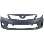 Front Bumper Cover for Toyota Corolla 2011-2013, Primed (Ready to Paint), Suitable for Base, CE, L, LE Models, North America Built Vehicle, w/o Spoiler Holes, Replacement (CAPA Certified)