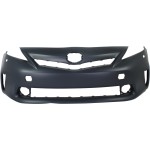 Front Bumper Cover for Toyota Prius V 2012-2014, Primed (Ready to Paint), with Halogen Headlights & Pre-Collision System, Replacement (CAPA Certified)