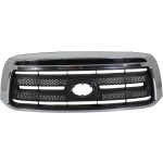Chrome Shell/Textured Black Insert Grille for Toyota Tundra 2010-2013, Base Model, without Sport Package, Rock Warrior Package, Chrome Bumper, Replacement