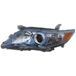 Headlight Assembly for Toyota Camry 2010-2011, Left (Driver), Halogen, Chrome Interior, Blue Bezel, Hybrid Model, USA Built Vehicle, Replacement