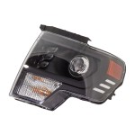 LED Projector Type Headlight Assembly for Ford F-150 2009-2014, Left (Driver), Black Trim, Excludes Raptor Model, Replacement